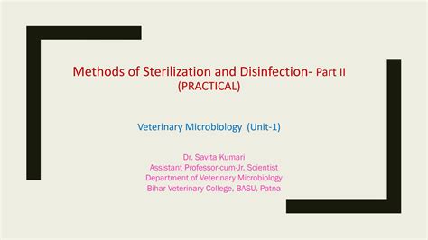 Solution Methods Of Sterilization And Disinfection Part Practical