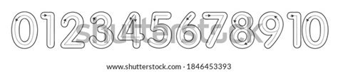 Coloring Page Outline Cartoon Numbers Educational Stock Vector (Royalty Free) 1846453393