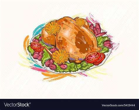 Cooked chicken Royalty Free Vector Image - VectorStock