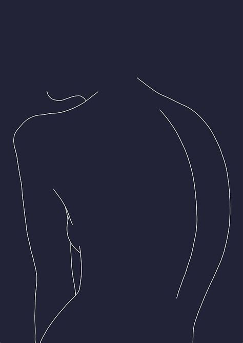 Nude Back Line Drawing Illustration Alex Blue By TheColourStudy