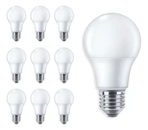 Pack X 10 Lampara Foco Led Bulbo 12w Luz Calida Rosca E27