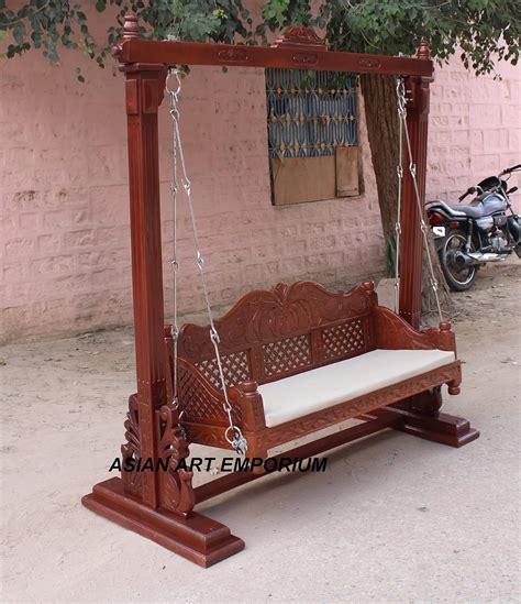 Solid Wooden Carved Swing Jhoola For Home And Outdoor Indoor Indian