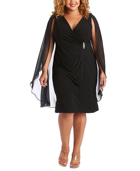 R And M Richards Plus Size Embellished Chiffon Cape Dress Macys