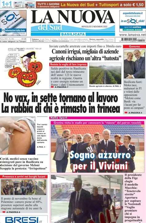 Le Prime Pagine Di Gioved Novembre Wayglo Basilicata