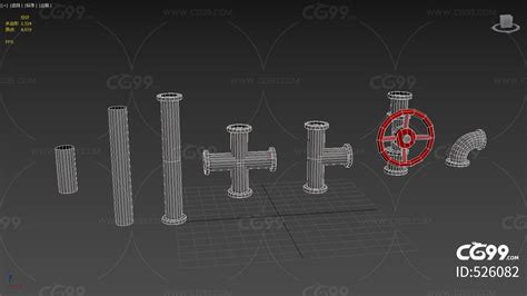 水管 模块化管道套件 Pbr材质 管道 次世代 阀门 Cg模型免费下载 Fbx模型 Cg99