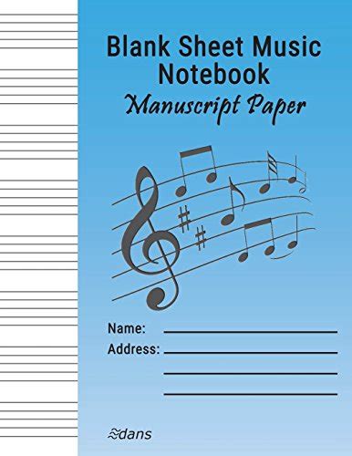 Blank Sheet Music Notebook Manuscript Paper Musicians Staff Paper Notebook 85 X 11 Blue 108