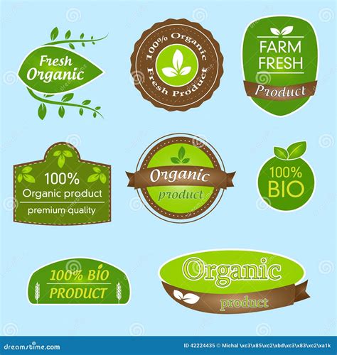 Bundle Of Labels For Bio Organic All Natural Food And Eco Friendly