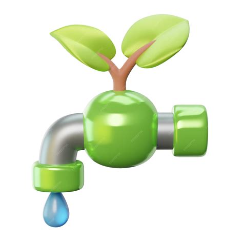 Premium Psd Tap Water Green Colored 3d Icon For Environment Ecology