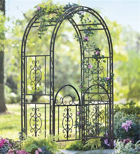 Plow And Hearth Montebello Decorative Garden Arbor Trellis With Gate