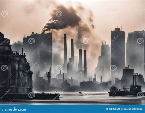 Heavy Pollution in the City Stock Illustration - Illustration of industrial, landscape: 298486645