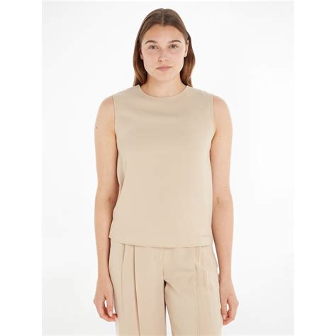 Camicetta Con Scollo Rotondo Senza Maniche Beige Calvin Klein La Redoute