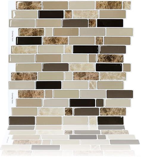 Modern Uniform Squares Black Brown Beige Glass Stone Mosaic Tile Kitchen Backsplash