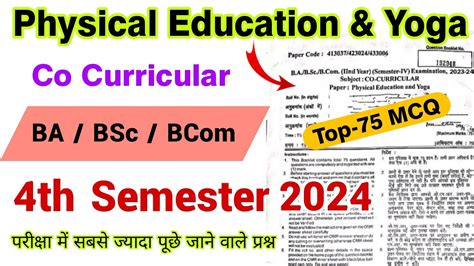 Co Curricular Th Semester Physical Education And Yoga Ba Bsc Bcom