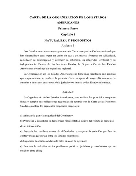 Carta De La Organización De Los Estados Americanos