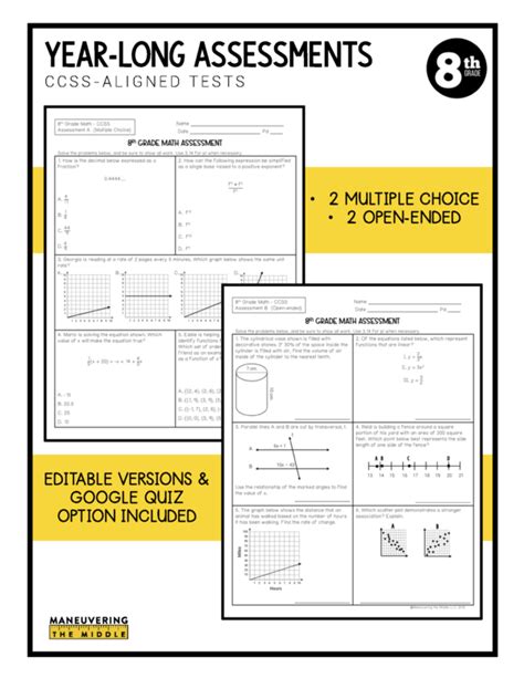 Year End Assessments 8th Grade Ccss Maneuvering The Middle