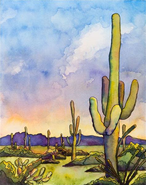 Tonk Nawab Desert Cactus Watercolor Painting