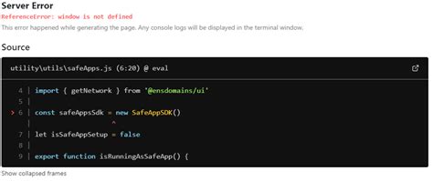 When I Use Safe App Sdk In Next Js I Have Got Error Window Is Not