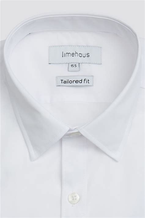 Limehaus Tailored Fit Double Cuff Forward Point Collar White Poplin Shirt