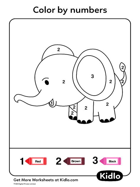 Color By Numbers - Animals Worksheet #06 - Kidlo.com