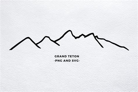 Mountain Outline SVG, Grand Teton, Commercial Free PNG