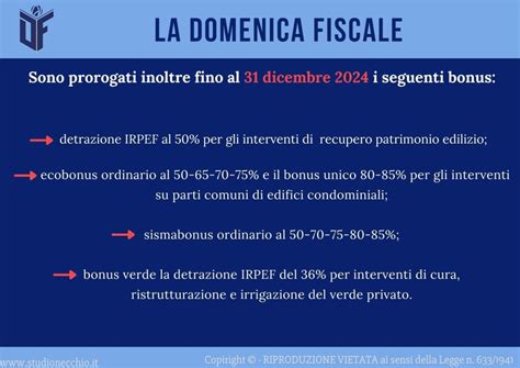 La Domenica Fiscale Quali Bonus Sono Stati Prorogati Studio Necchio