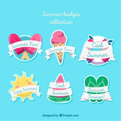 Conjunto De Insignias De Verano Con Elementos De Playa Vector Gratis