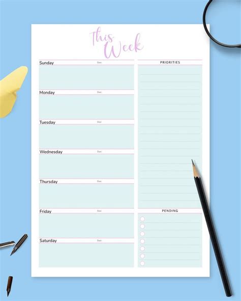 Weekly Task Sheet Template | Weekly planner template, Weekly plan template, Planner template