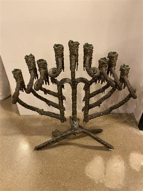 Brutalist Bronze Candelabra Or Menorah By Daniel Gluck California