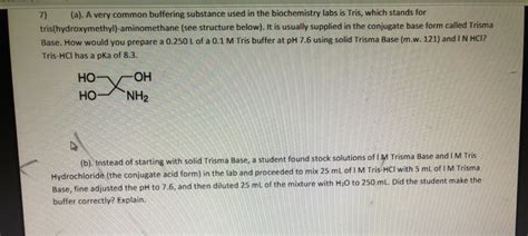 Solved A A Very Common Buffering Substance Used In The Chegg