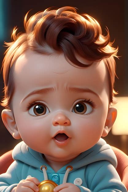 Premium AI Image 3d Rendering Of A Cute Baby Boy On A Dark Backgroundjpg