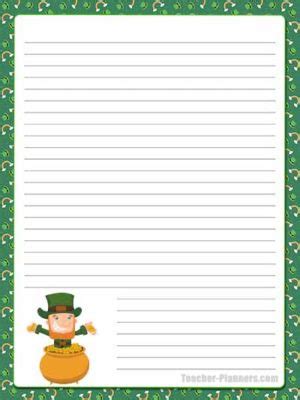 St Patrick S Day Stationery Free Printable Line Paper For Publishing