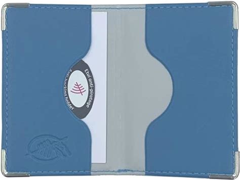 Etui Cartes Bancaire Anti Piratage Bleu Made In France Porte Double