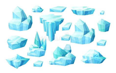 Realistic Set of Crystals of Ice, Iceberg Broken Pieces of Ice Stock ...