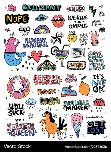 Fun sticker collection Royalty Free Vector Image