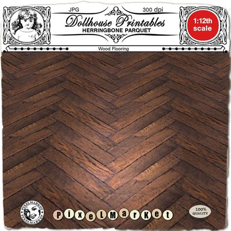 Dollhouse Flooring 112th Wood Floor Miniature Chevron Parquet