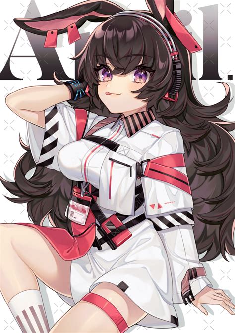 Safebooru 1girl 3 Q Animal Ears April Arknights Arknights Arm Up