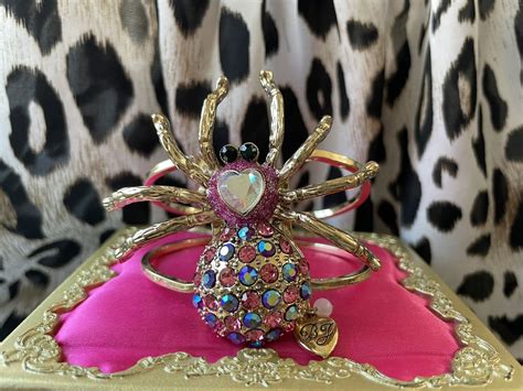 Betsey Johnson Enchanted Forest Huge Pink Spider Ab H Gem