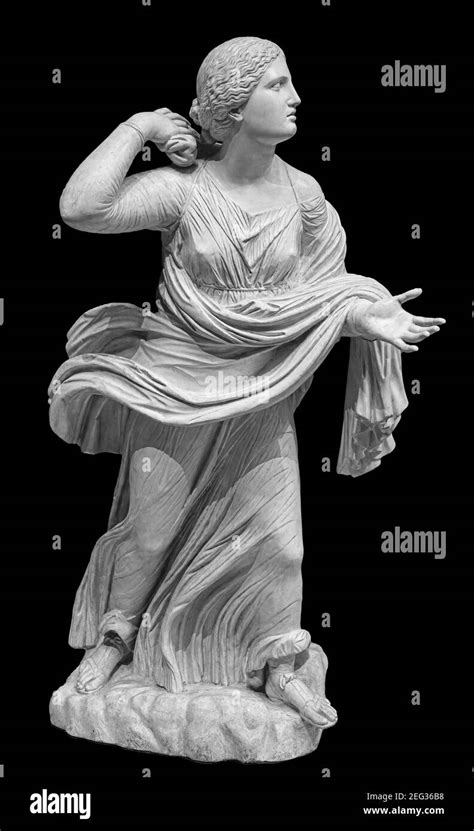 Statue of a woman in the antique style on the isolated black background ...