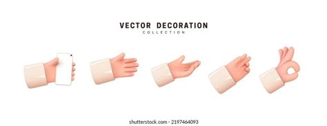 Hands Set Realistic D Design Cartoon Stock Vector Royalty Free