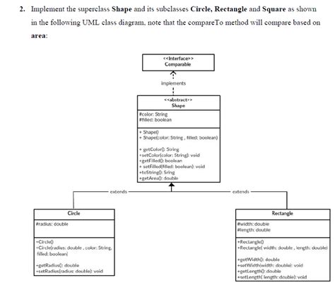 Solved 2 Implement The Superclass Shape And Its Subclasses