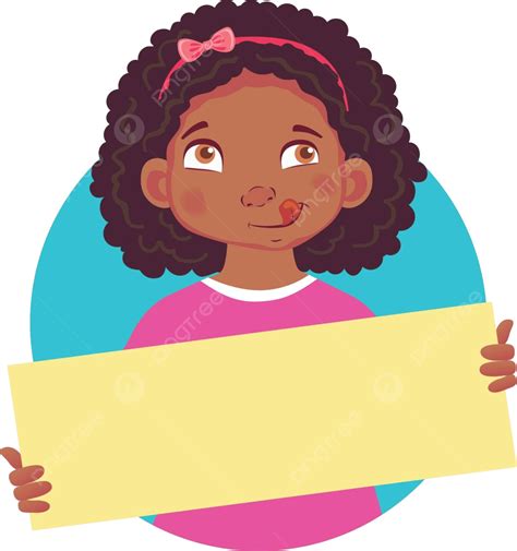 African Girl Holding Blank Poster Yum Design Illustration Human Vector