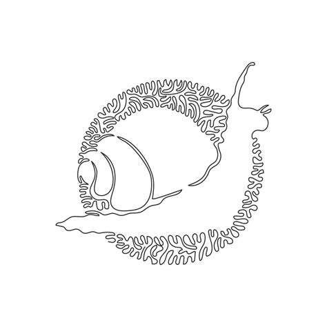 Single One Curly Line Drawing Of Adorable Snail Abstract Art