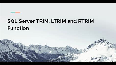 SQL Server TRIM LTRIM And RTRIM Function Tutorial YouTube