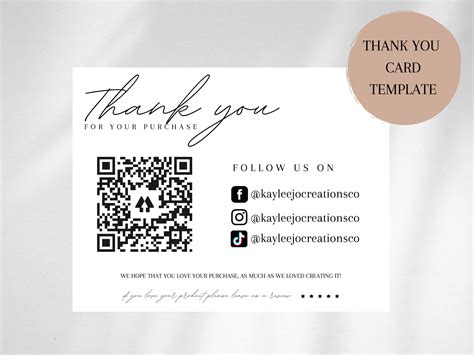 Small Business Thank You Card QR Code Card Thank You Card Canva