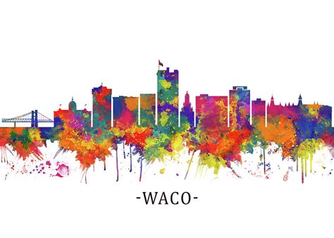 Waco Texas Skyline Mixed Media by NextWay Art - Fine Art America