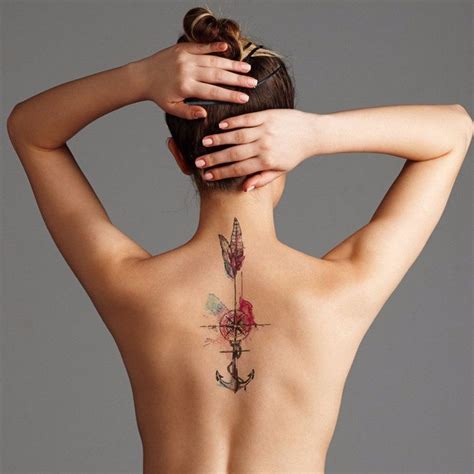 Wayfair Watercolor Compass Arrow Anchor Temporary Tattoo Trendy Tattoos Feather Tattoos Girl