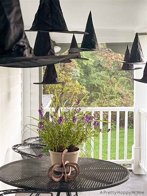 Halloween Front Porch With Floating Witches Hats A Pretty Happy Home