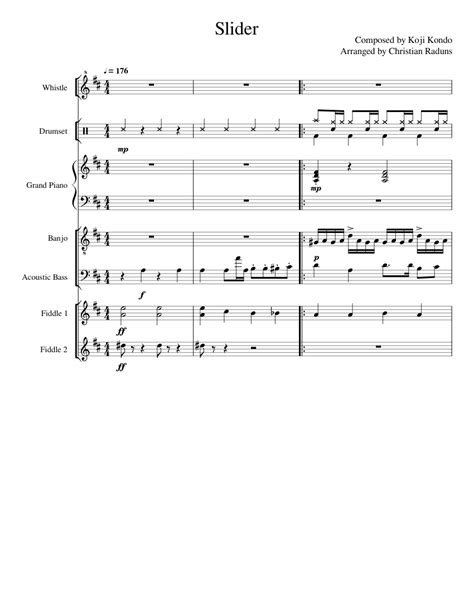 Slider Super Mario 64 Sheet Music For Piano Violin Bass Guitar Drum Group And More