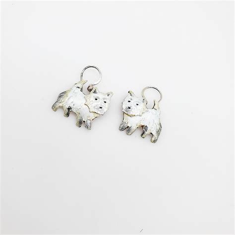 Artisan Scottie Dog Earrings Adorable Sterling Silver Enamel Etsy