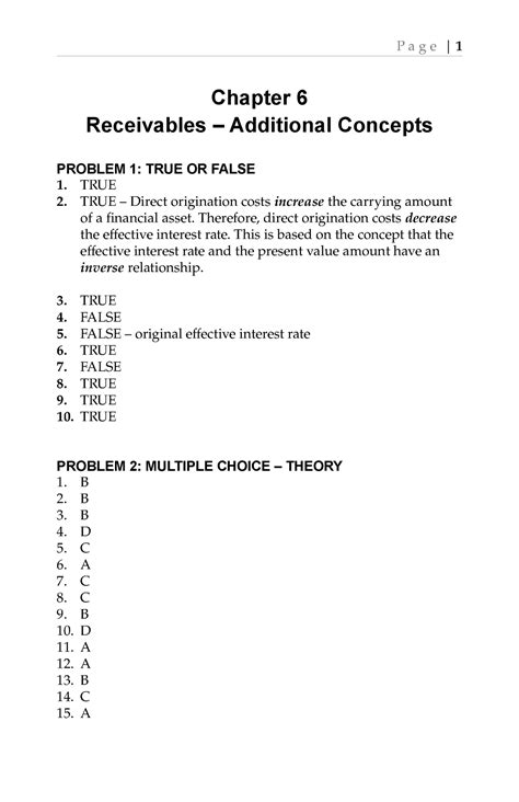 Sol Chapter Receivables Additional Concepts Problem True Or